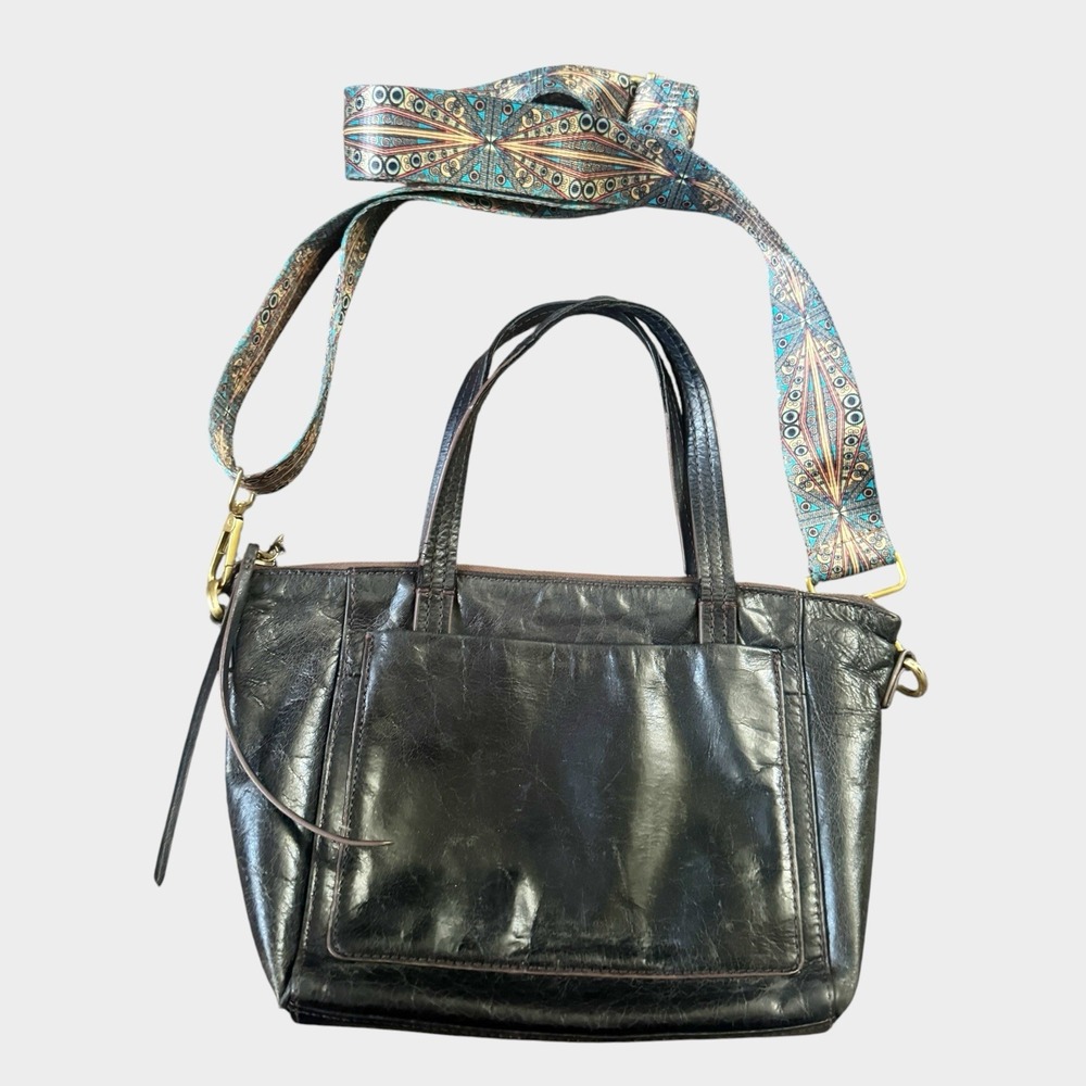 HOBO Thorn Black Satchel Purse With Decorative Strap *Read